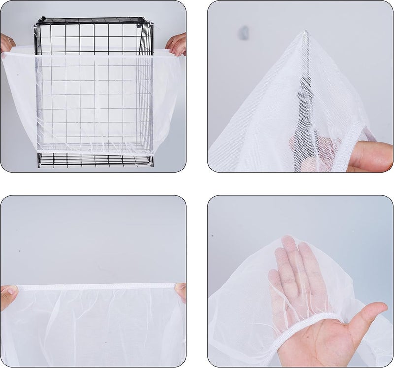Fengek 2 Pcs Adjustable Bird Cage Cover & Seed Catcher Net - Stretchy Bird Cage Accessories for Night Cover & Seed Guard (White) - Image 3